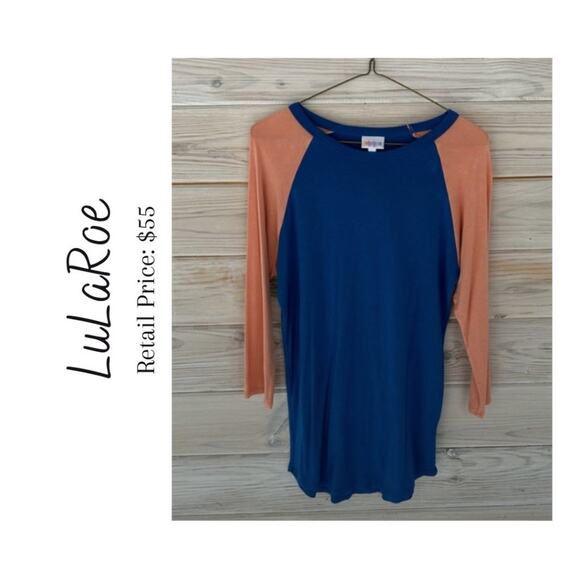 LuLaRoe Color Block Baseball Randy Tee - Picture 1 of 5